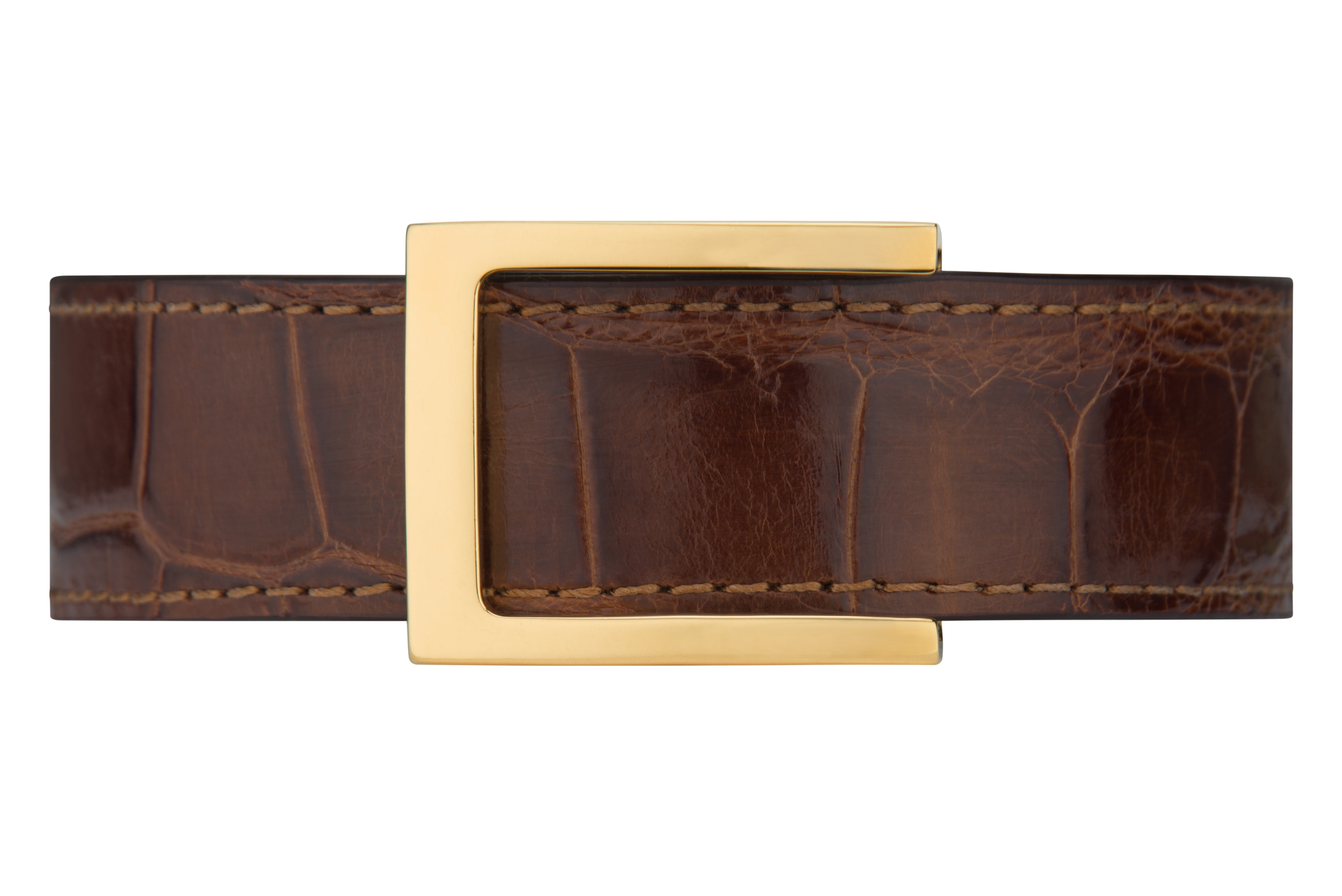 Cognac Glossy Alligator Belt – BIG YACHT Leather display picture 2
